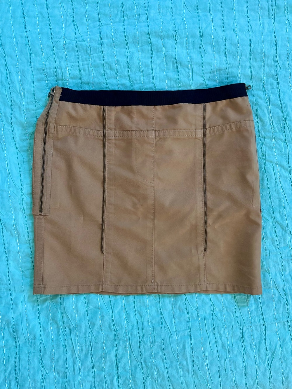 Marc Jacobs Khaki Utility Mini Skirt Size 2 Zip Detail Cotton Designer